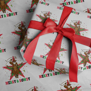 Merry And Rowdy Kwanzaa Santa Cowboy Christmas Gift Wrapping Paper Roll TS12 White Print Your Wear