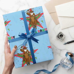 Merry And Rowdy Kwanzaa Santa Cowboy Christmas Gift Wrapping Paper Roll TS12 Light Blue Print Your Wear
