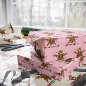 Merry And Rowdy Kwanzaa Santa Cowboy Christmas Gift Wrapping Paper Roll TS12 Light Pink Print Your Wear