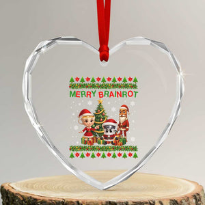 Merry Brainrot Heart Crystal Glass Ornament Funny Ugly Christmas Italian Meme Gift TS12 Transparent Glass 3'' Heart Print Your Wear