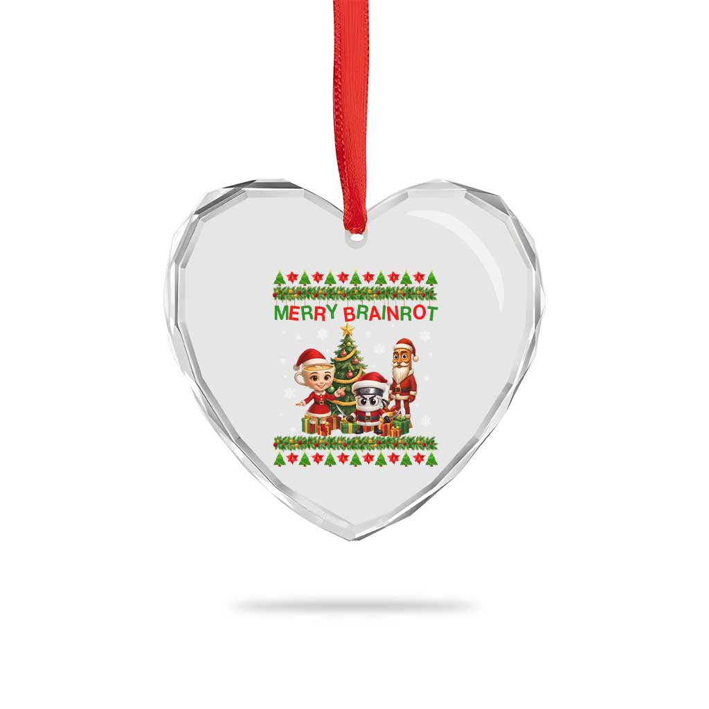 Merry Brainrot Heart Crystal Glass Ornament Funny Ugly Christmas Italian Meme Gift TS12 Print Your Wear