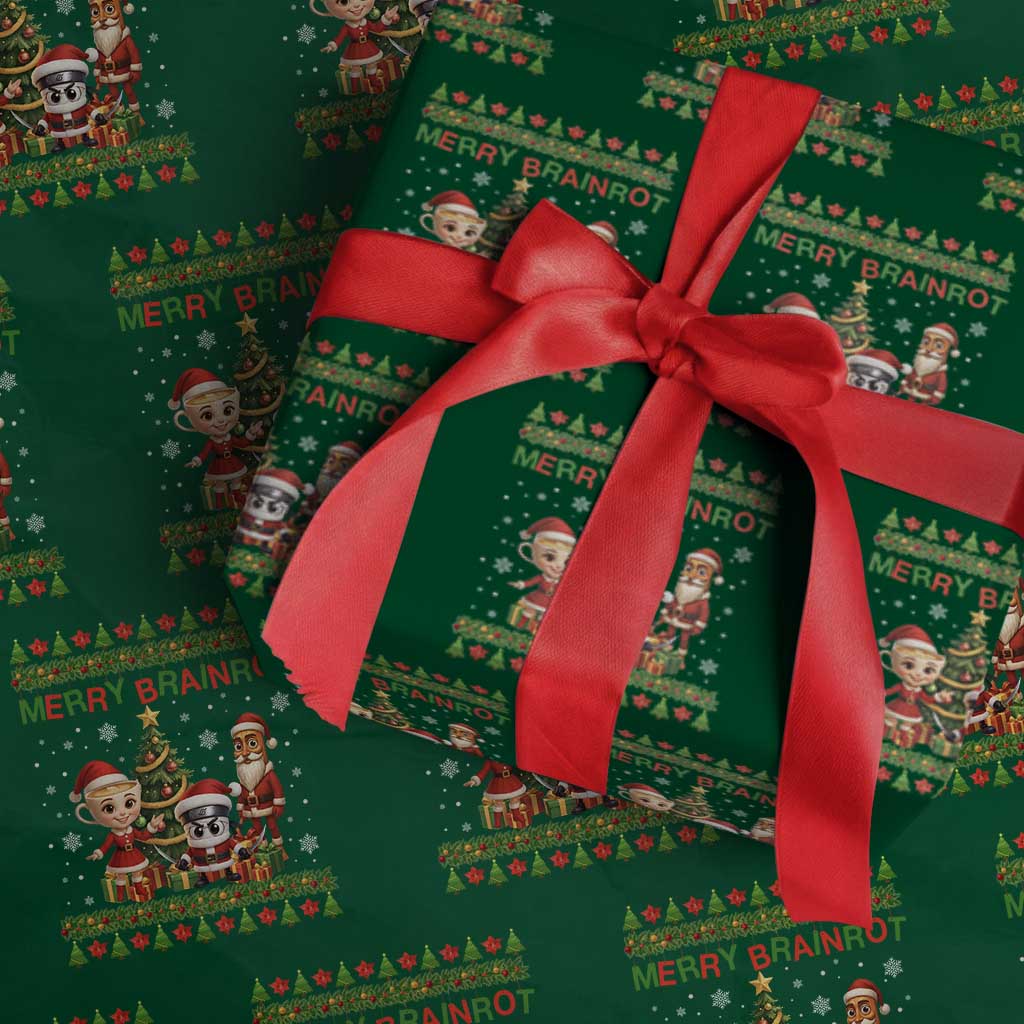 Merry Brainrot Wrapping Paper Roll Funny Ugly Christmas Italian Meme Gift TS12 Green Print Your Wear