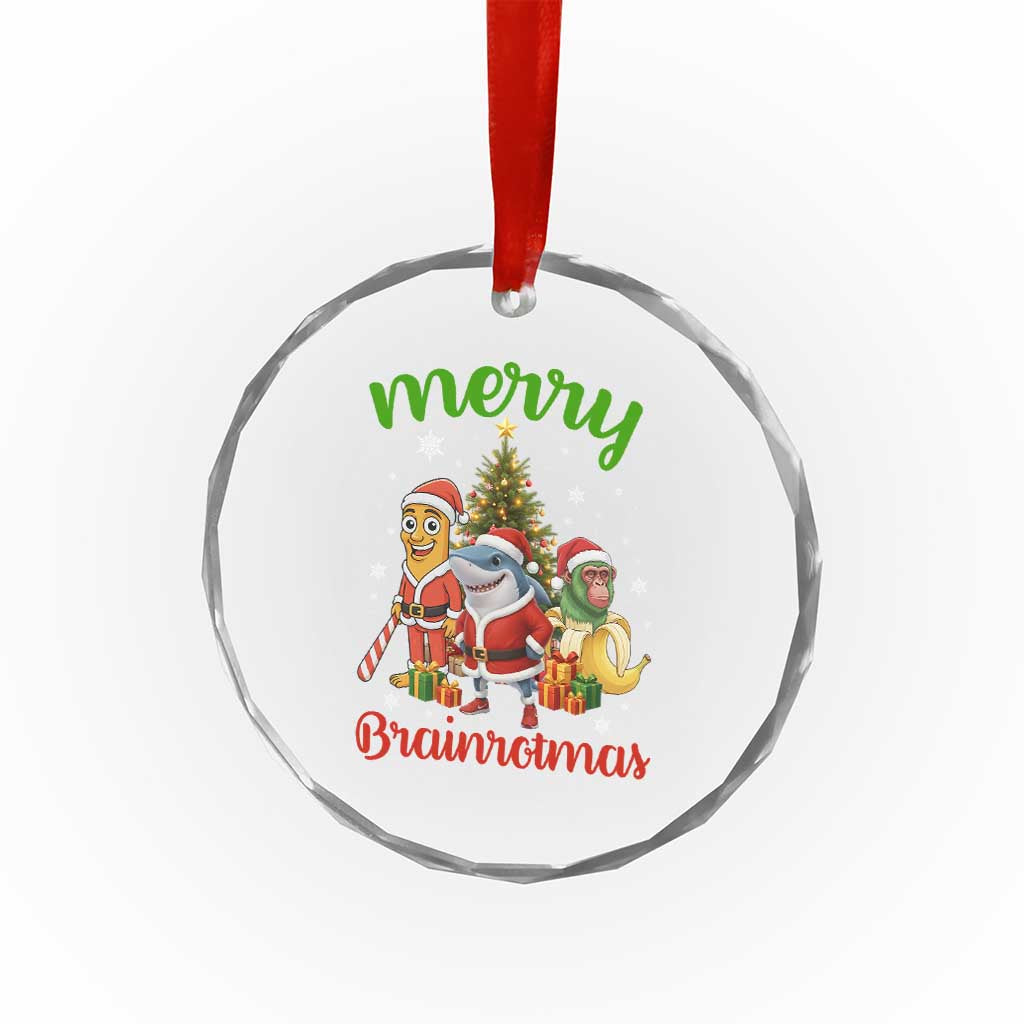 Merry Brainrotmas Crystal Glass Ornament Funny Italian Brainrot Meme Christmas TS12 Print Your Wear