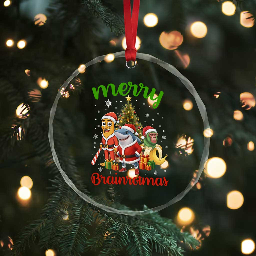Merry Brainrotmas Crystal Glass Ornament Funny Italian Brainrot Meme Christmas TS12 Print Your Wear