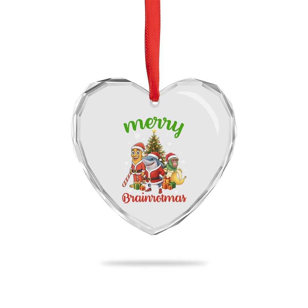 Merry Brainrotmas Heart Crystal Glass Ornament Funny Italian Brainrot Meme Christmas TS12 Print Your Wear