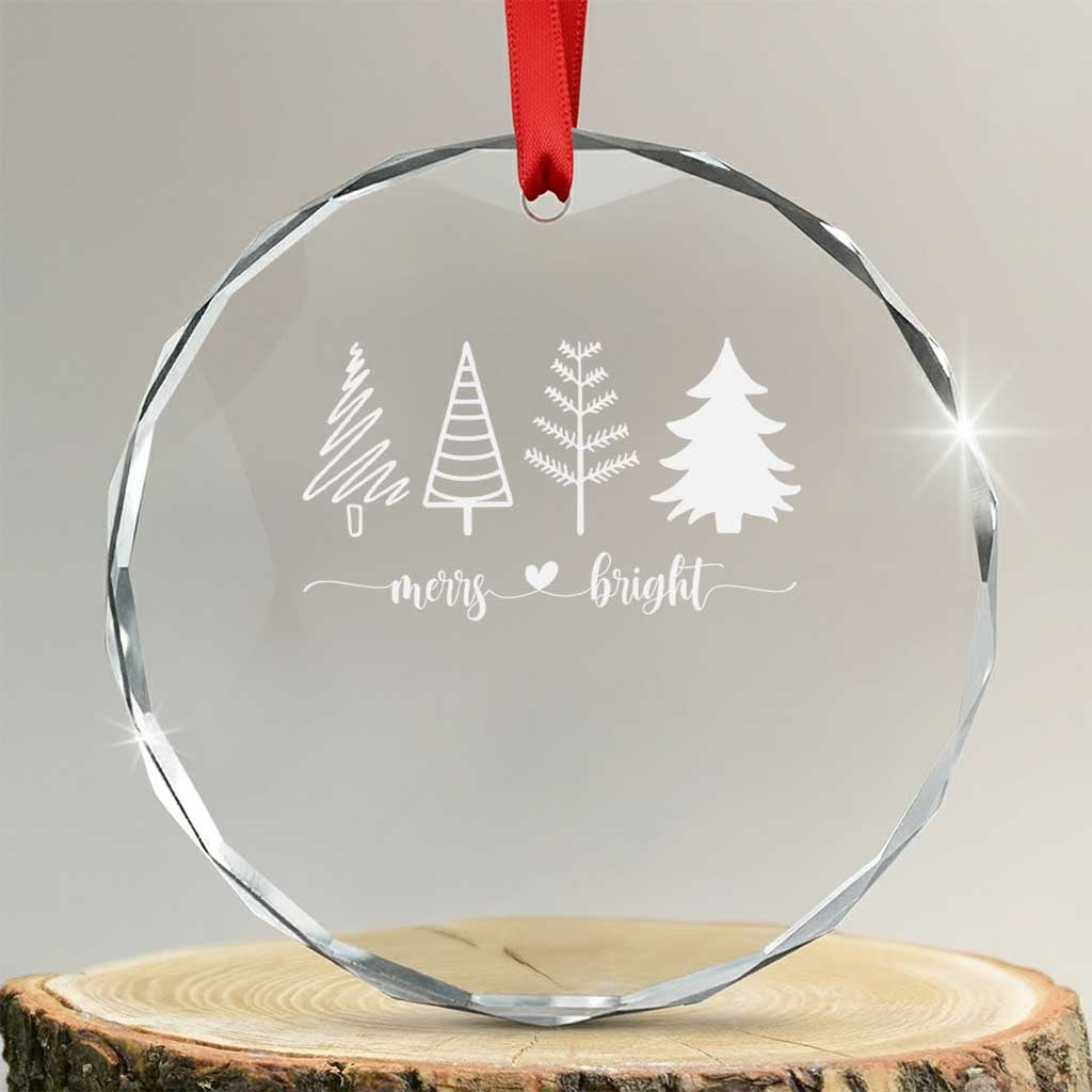 Merry & Bright Xmas Trees Crystal Glass Ornament Holiday Winter Gift TS10 Transparent Glass 3'' Circle Print Your Wear