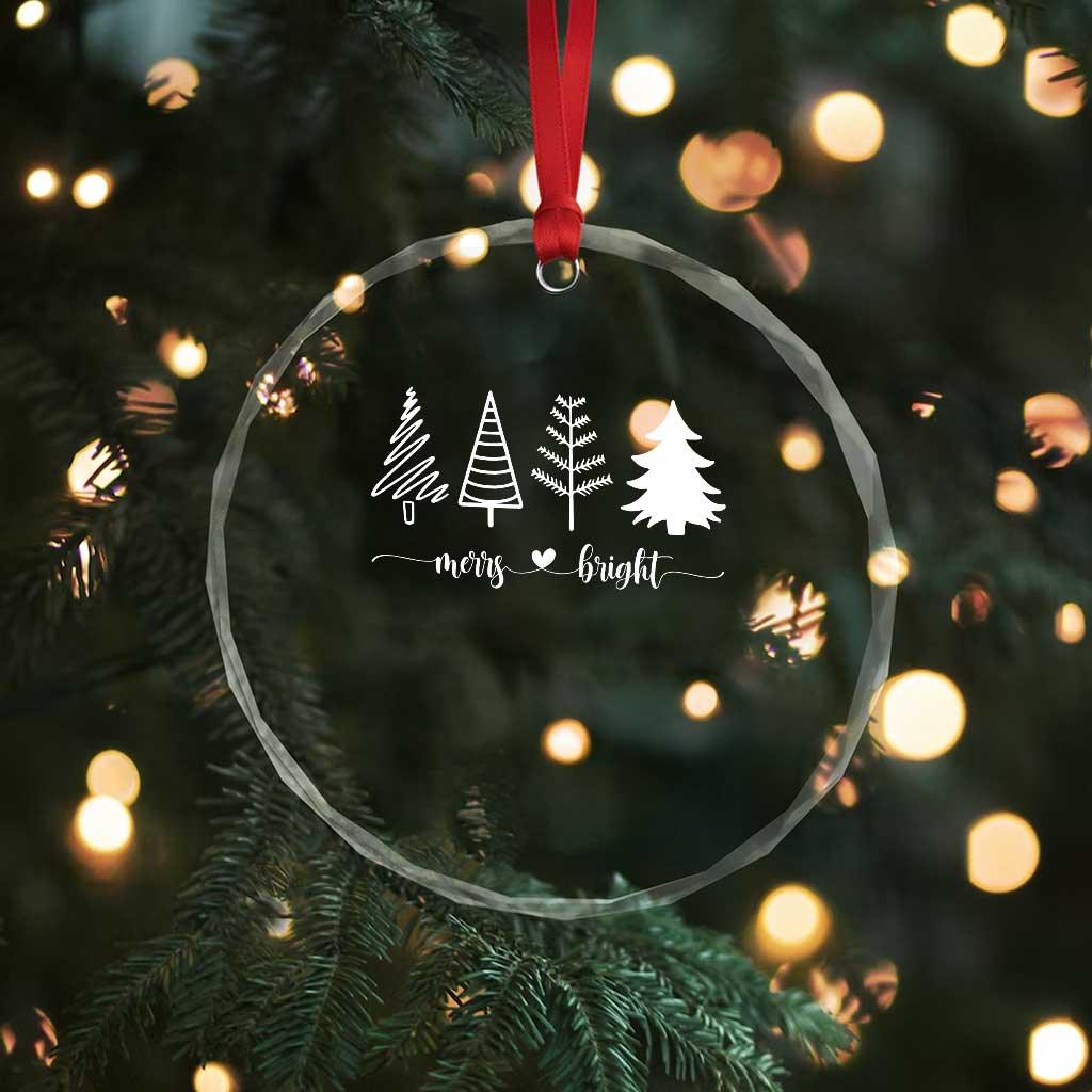 Merry & Bright Xmas Trees Crystal Glass Ornament Holiday Winter Gift TS10 Print Your Wear