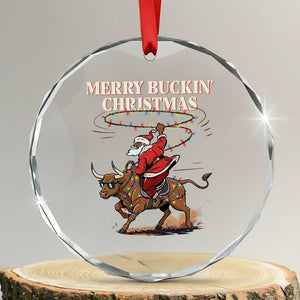 Merry Buckin Christmas Crystal Glass Ornament Black Santa Western Rodeo Gift TS12 Transparent Glass 3'' Circle Print Your Wear