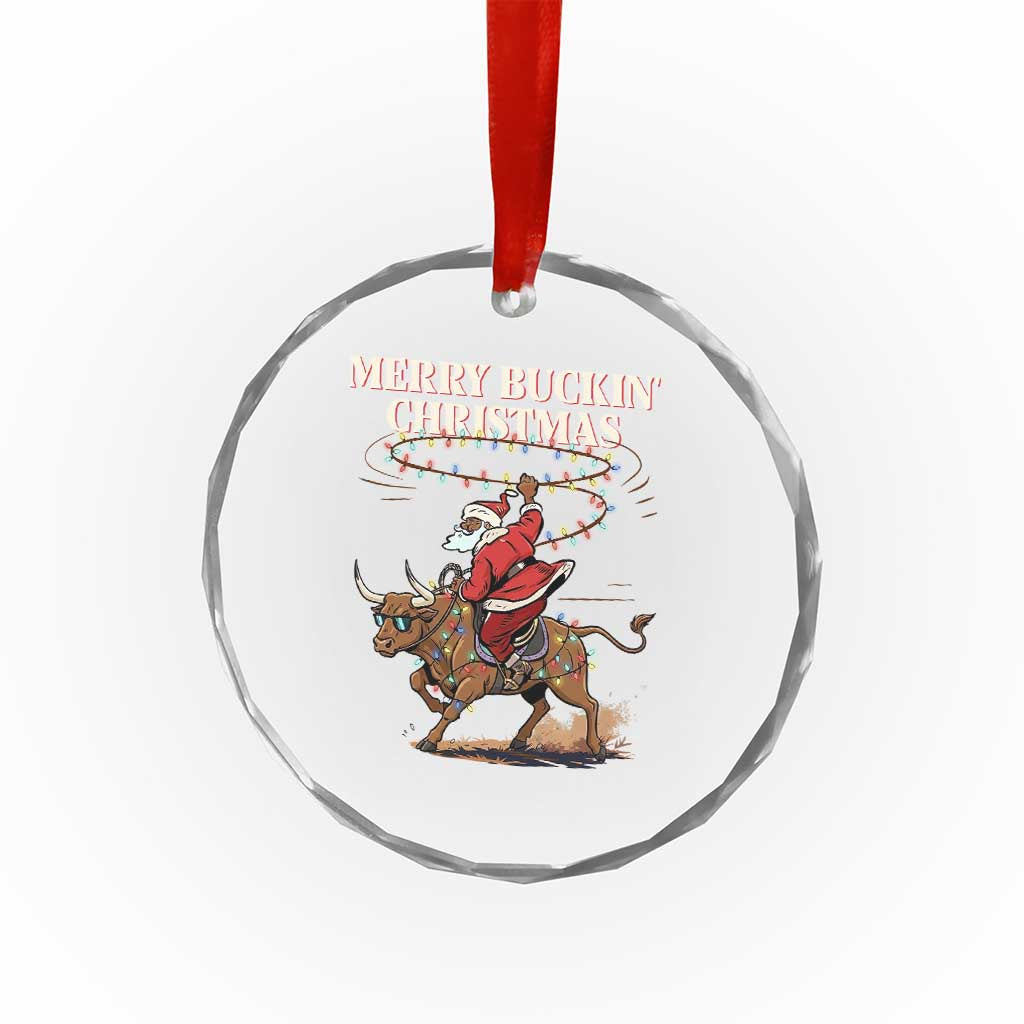 Merry Buckin Christmas Crystal Glass Ornament Black Santa Western Rodeo Gift TS12 Print Your Wear