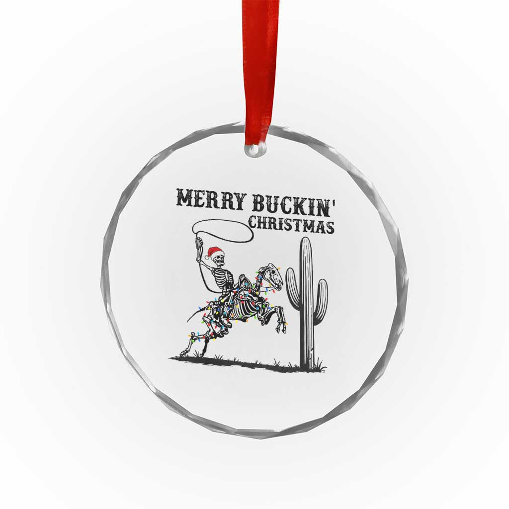 Merry Buckin Christmas Crystal Glass Ornament Funny Skeleton Santa Horse Rider TS12 Print Your Wear