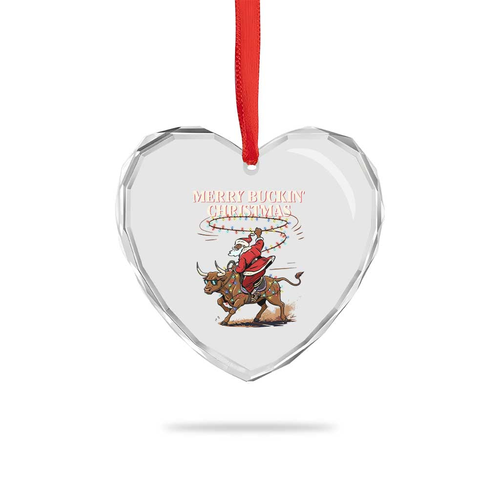 Merry Buckin Christmas Heart Crystal Glass Ornament Black Santa Western Rodeo Gift TS12 Print Your Wear