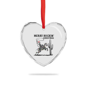 Merry Buckin Christmas Heart Crystal Glass Ornament Funny Skeleton Santa Horse Rider TS12 Print Your Wear
