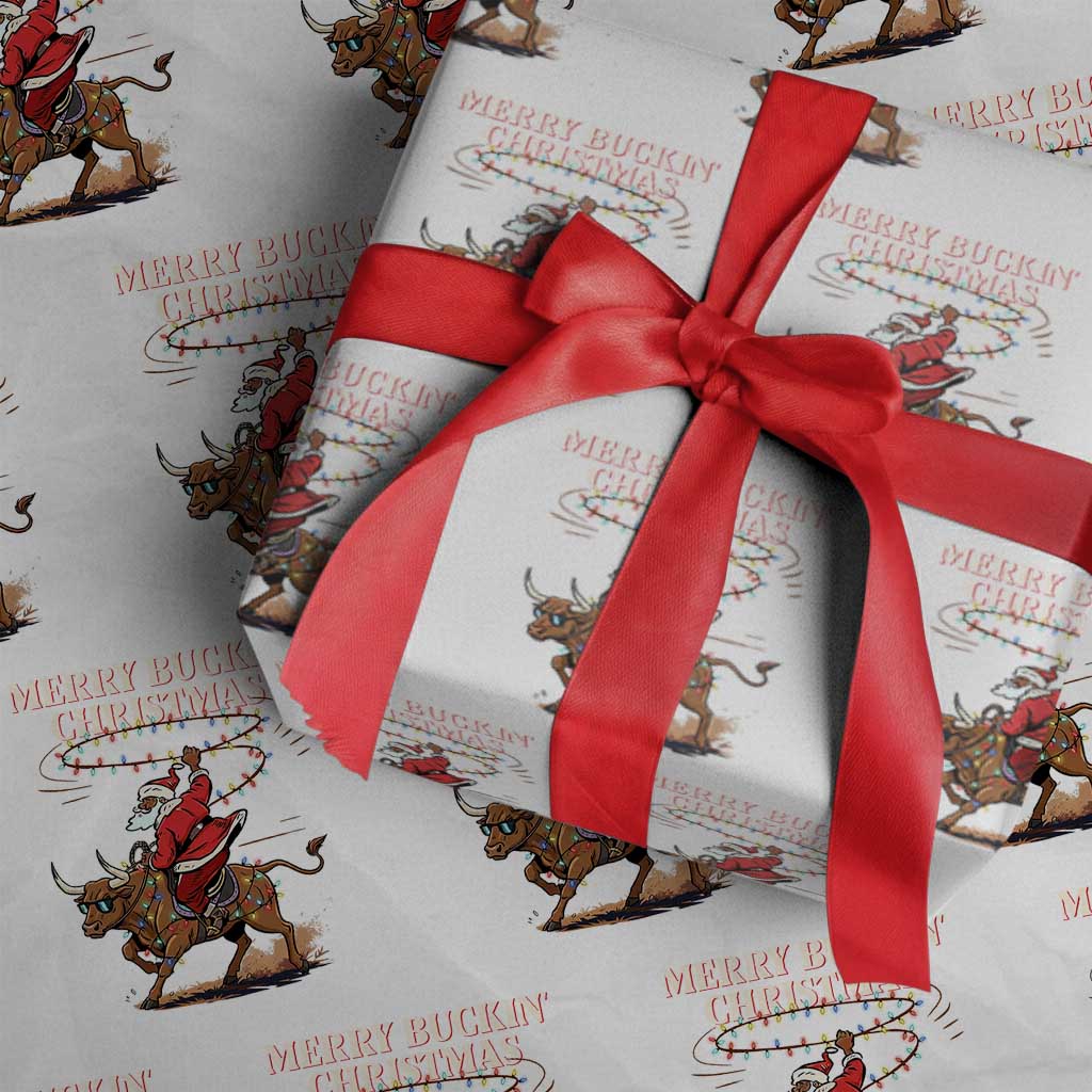 Merry Buckin Christmas Wrapping Paper Roll Black Santa Western Rodeo Gift TS12 White Print Your Wear