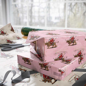 Merry Buckin Christmas Wrapping Paper Roll Black Santa Western Rodeo Gift TS12 Light Pink Print Your Wear