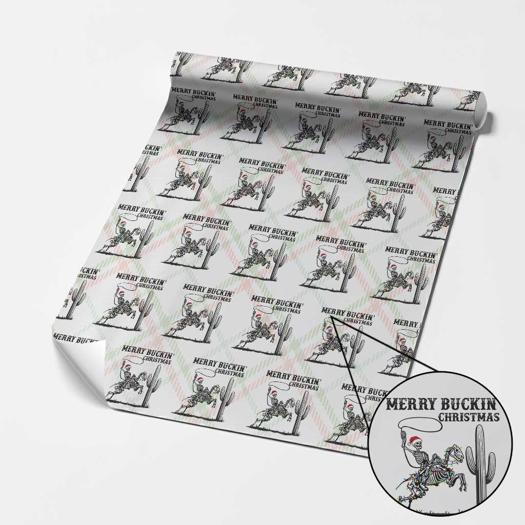 Merry Buckin Christmas Wrapping Paper Roll Funny Skeleton Santa Horse Rider TS12 Christmas Plaid Print Your Wear
