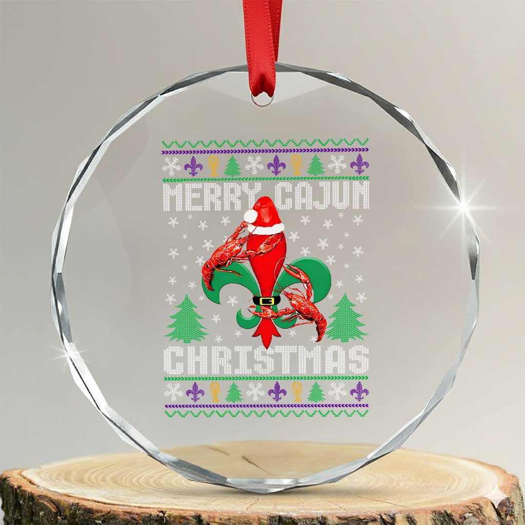 Merry Cajun Louisiana Xmas Santa Saint Symbol Crawfish Crystal Glass Ornament TS11 Transparent Glass 3'' Circle Print Your Wear