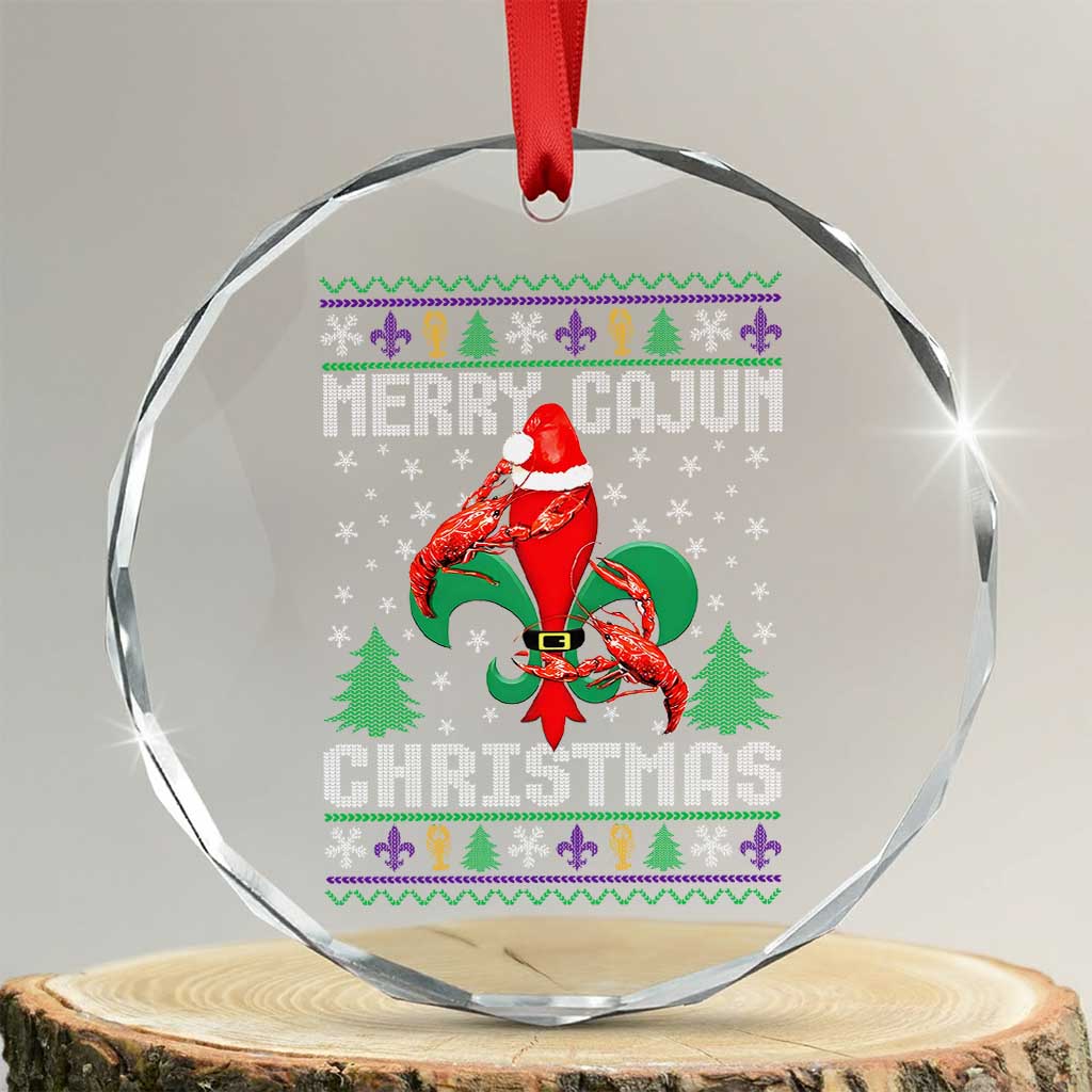 Merry Cajun Louisiana Xmas Santa Saint Symbol Crawfish Crystal Glass Ornament TS11 Transparent Glass 3'' Circle Print Your Wear