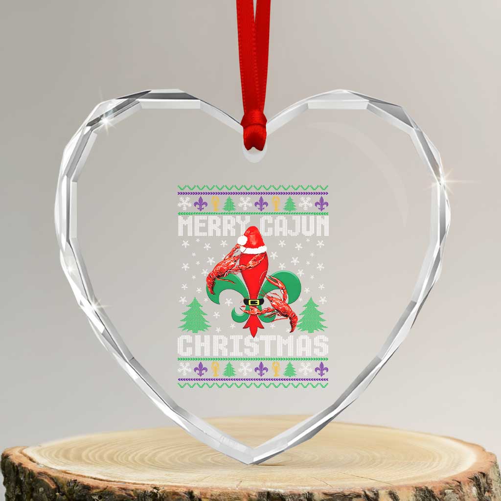 Merry Cajun Louisiana Xmas Santa Saint Symbol Crawfish Heart Crystal Glass Ornament TS11 Transparent Glass 3'' Heart Print Your Wear