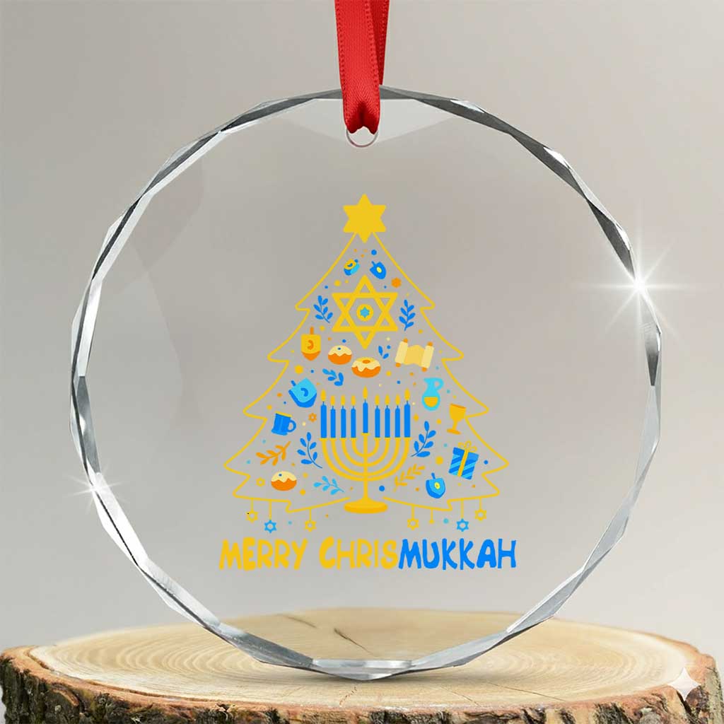Merry Chrismukkah Crystal Glass Ornament Jewish Happy Hanukkah Christmas Tree TS10 Transparent Glass 3'' Circle Print Your Wear