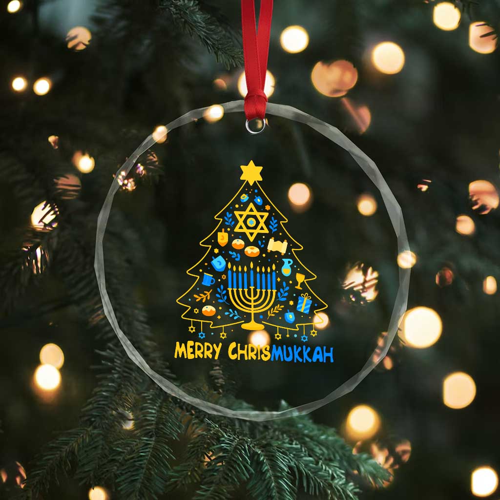 Merry Chrismukkah Crystal Glass Ornament Jewish Happy Hanukkah Christmas Tree TS10 Print Your Wear
