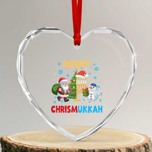 Merry Chrismukkah Heart Crystal Glass Ornament Happy Christmas Hanukkah Jewish Santa Snowman TS10 Transparent Glass 3'' Heart Print Your Wear