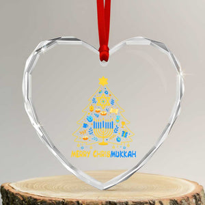 Merry Chrismukkah Heart Crystal Glass Ornament Jewish Happy Hanukkah Christmas Tree TS10 Transparent Glass 3'' Heart Print Your Wear