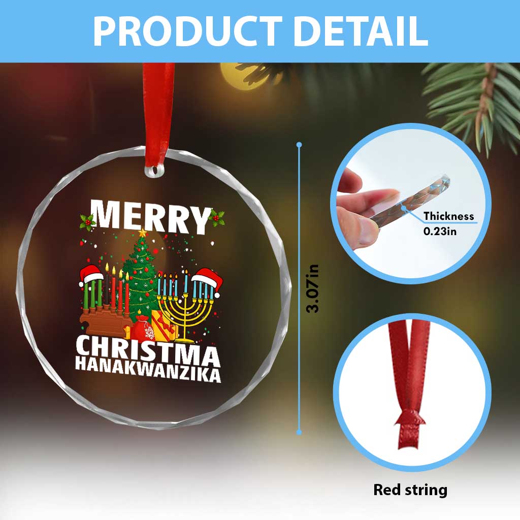 Merry Christmahanakwanzika Crystal Glass Ornament Christmas Hanukkah Kwanzaa Celebration Gift TS12 Print Your Wear