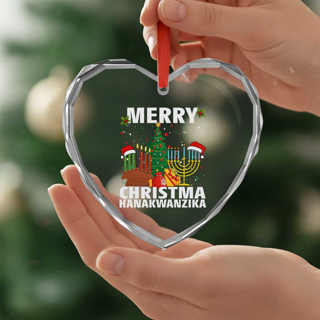 Merry Christmahanakwanzika Heart Crystal Glass Ornament Christmas Hanukkah Kwanzaa Celebration Gift TS12 Print Your Wear