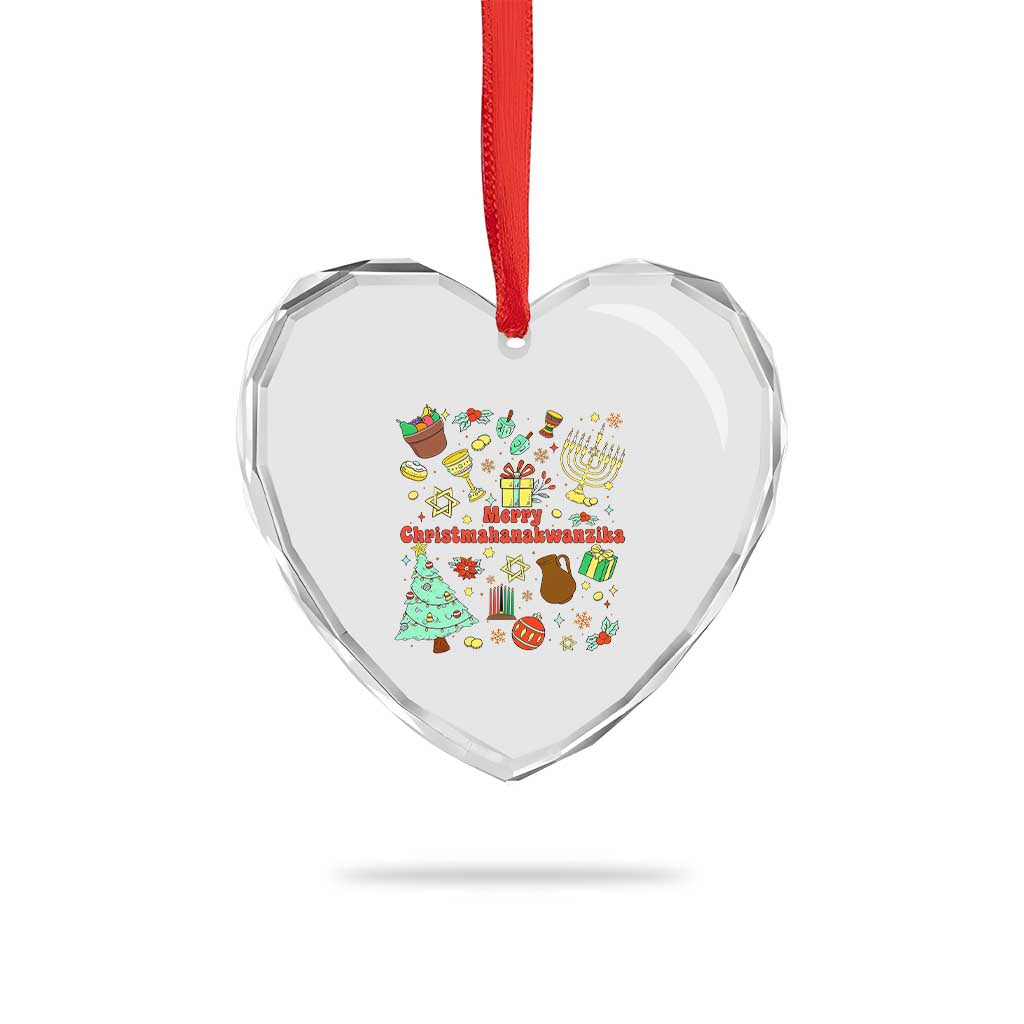 Merry Christmahanakwanzika Heart Crystal Glass Ornament Funny Winter Holiday Gift TS12 Print Your Wear