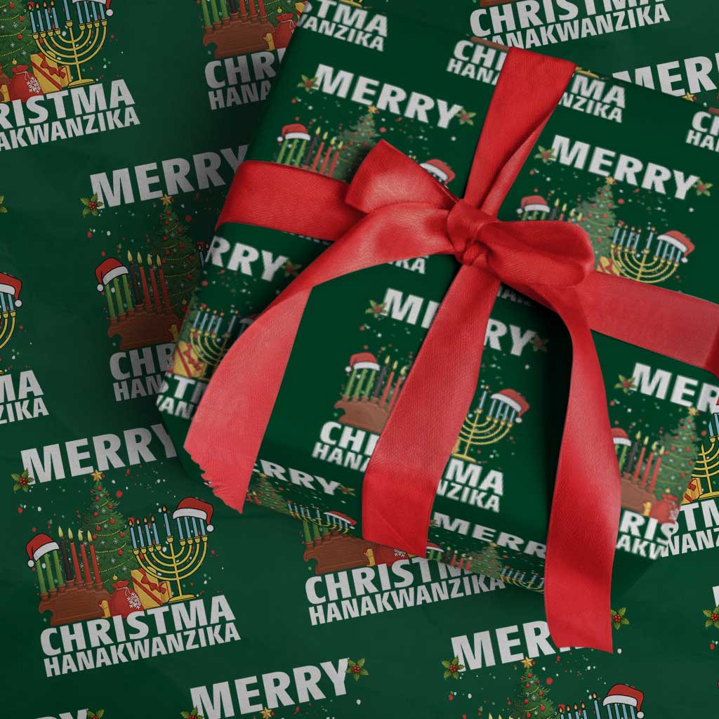 Merry Christmahanakwanzika Wrapping Paper Roll Christmas Hanukkah Kwanzaa Celebration Gift TS12 Green Print Your Wear
