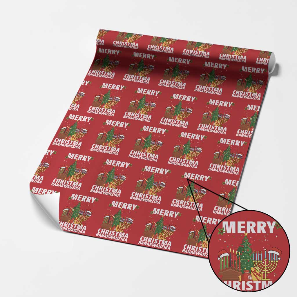 Merry Christmahanakwanzika Wrapping Paper Roll Christmas Hanukkah Kwanzaa Celebration Gift TS12 Red Print Your Wear
