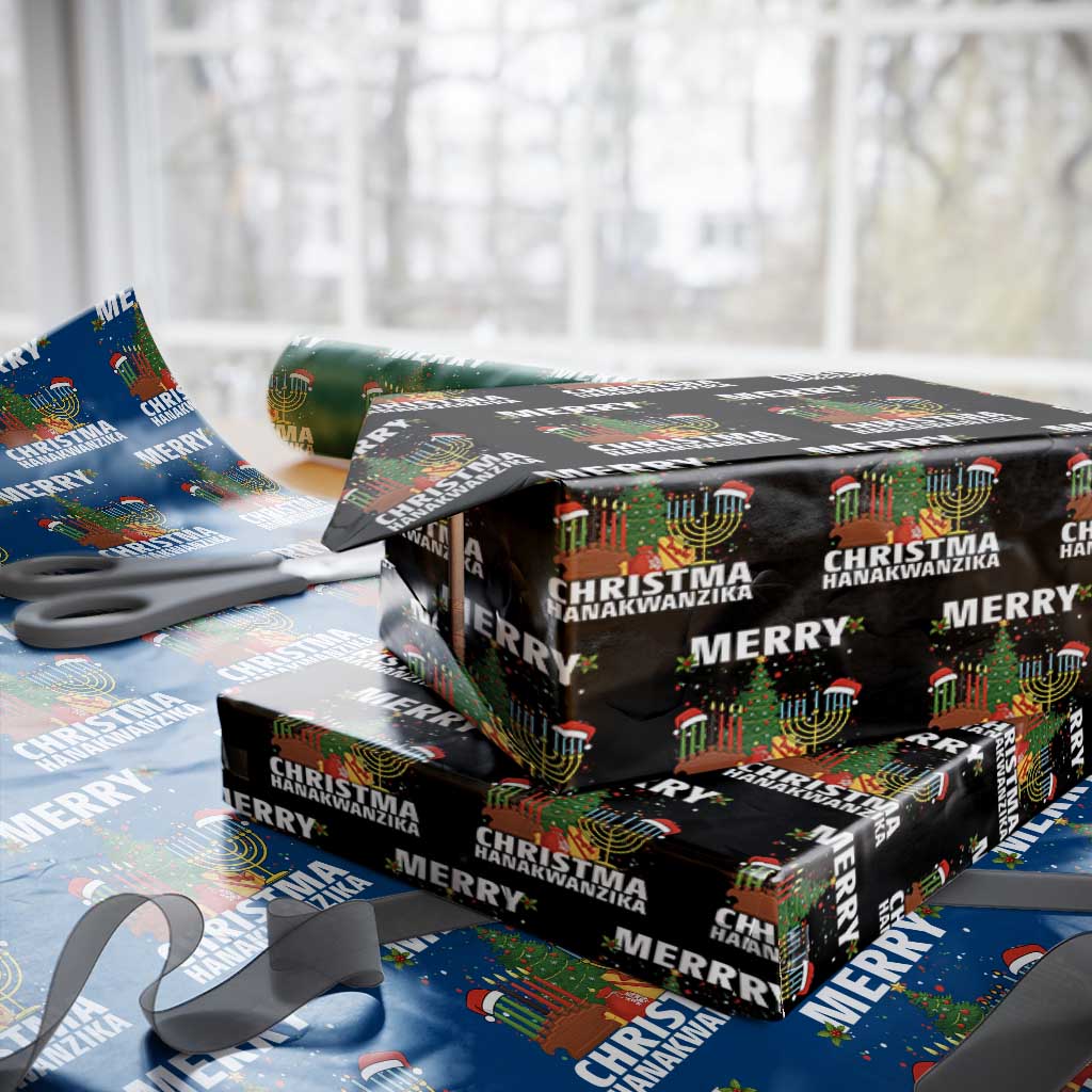 Merry Christmahanakwanzika Wrapping Paper Roll Christmas Hanukkah Kwanzaa Celebration Gift TS12 Black Print Your Wear