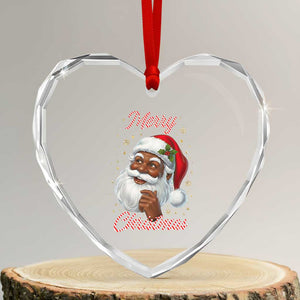 Merry Christmas Black Santa Claus Heart Crystal Glass Ornament Retro Nostalgic Festive Holiday TS02 Transparent Glass 3'' Heart Print Your Wear