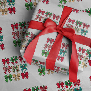 Merry Christmas Coquette Bow Wrapping Paper Roll Festive Xmas Vibe TS02 White Print Your Wear