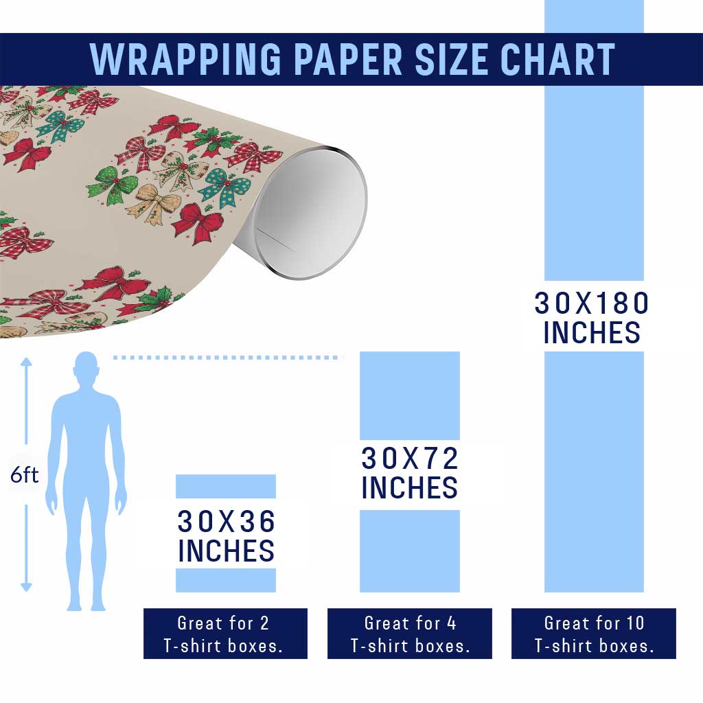 Merry Christmas Coquette Bow Wrapping Paper Roll Festive Xmas Vibe TS02 Print Your Wear