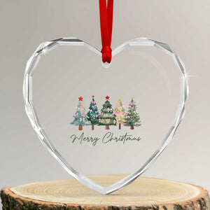 Merry Christmas Coquette Xmas Tree Heart Crystal Glass Ornament Cute Pink Bow TS11 Transparent Glass 3'' Heart Print Your Wear