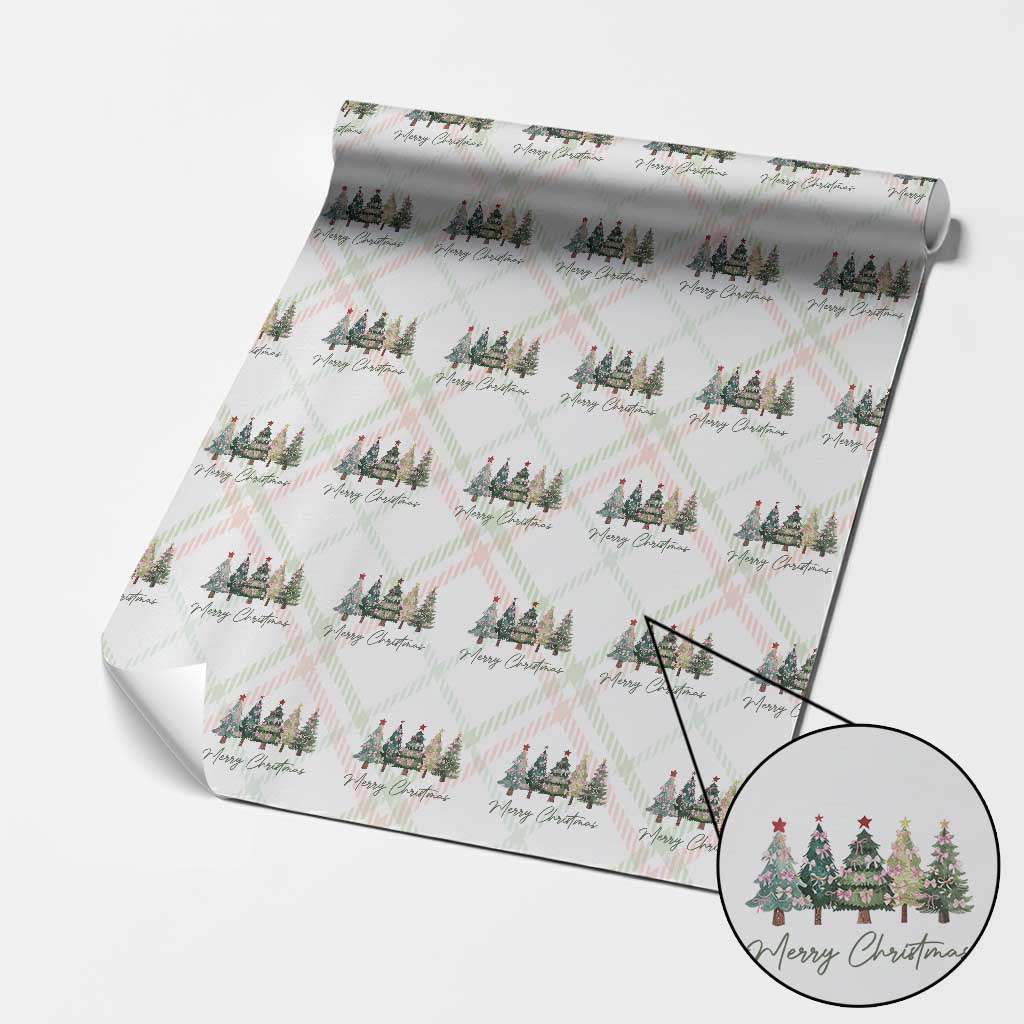 Merry Christmas Coquette Xmas Tree Wrapping Paper Roll Cute Pink Bow TS11 Christmas Plaid Print Your Wear