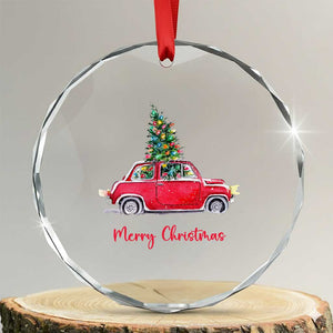 Merry Christmas Crystal Glass Ornament Vintage Xmas Tree Car TS11 Transparent Glass 3'' Circle Print Your Wear