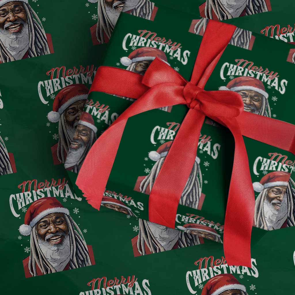 Merry Christmas Dreadlocks Black Santa Wrapping Paper Roll TS11 Green Print Your Wear