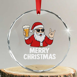 Merry Christmas Funny Santa Drinking Beer Crystal Glass Ornament TS10 Transparent Glass 3'' Circle Print Your Wear