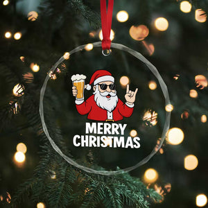 Merry Christmas Funny Santa Drinking Beer Crystal Glass Ornament TS10 Print Your Wear