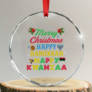 Merry Christmas Hanukkah Kwanzaa Crystal Glass Ornament Funny Holiday Gift TS12 Transparent Glass 3'' Circle Print Your Wear