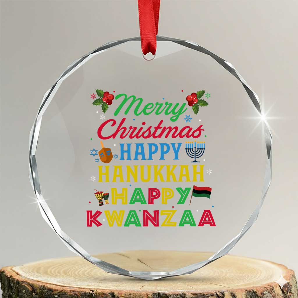 Merry Christmas Hanukkah Kwanzaa Crystal Glass Ornament Funny Holiday Gift TS12 Transparent Glass 3'' Circle Print Your Wear