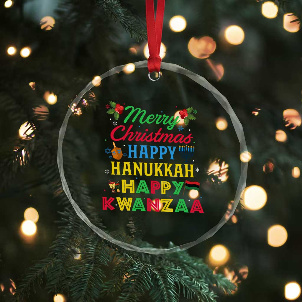 Merry Christmas Hanukkah Kwanzaa Crystal Glass Ornament Funny Holiday Gift TS12 Print Your Wear