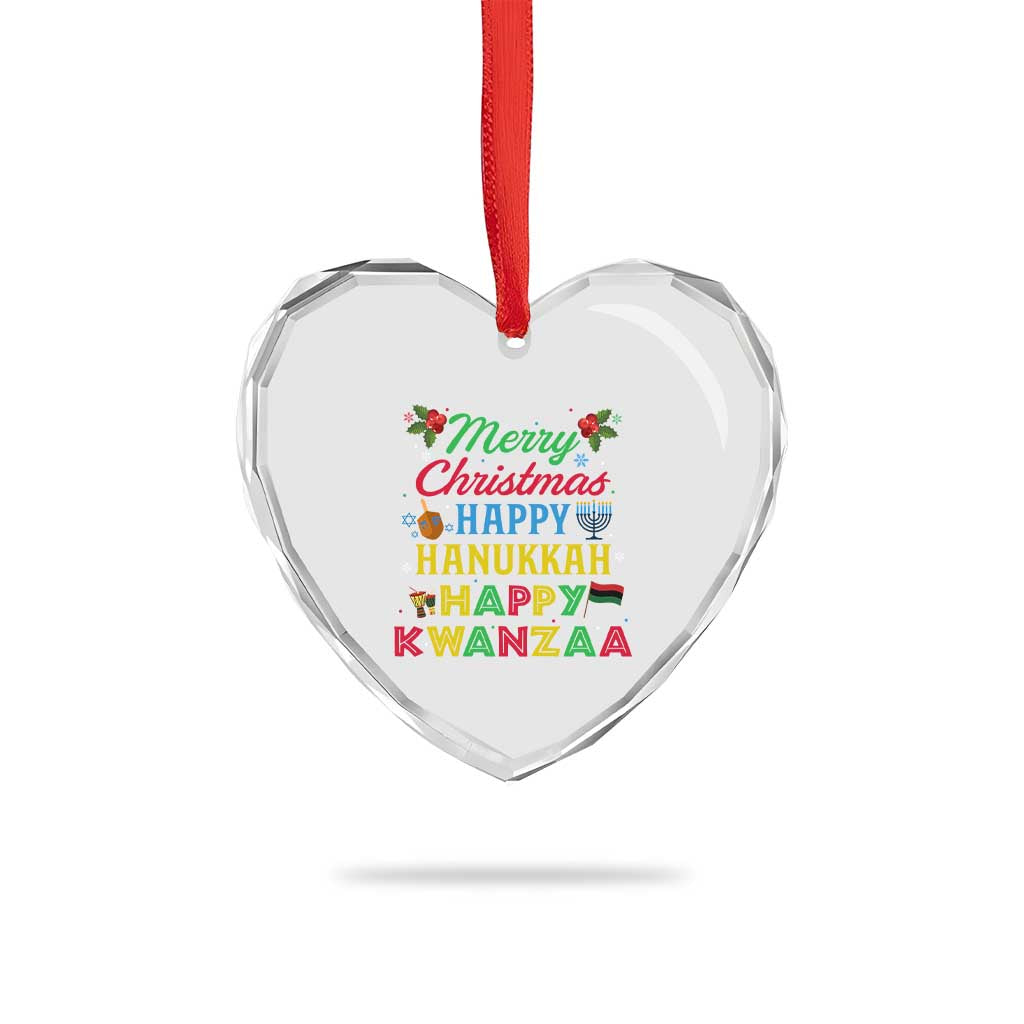 Merry Christmas Hanukkah Kwanzaa Heart Crystal Glass Ornament Funny Holiday Gift TS12 Print Your Wear