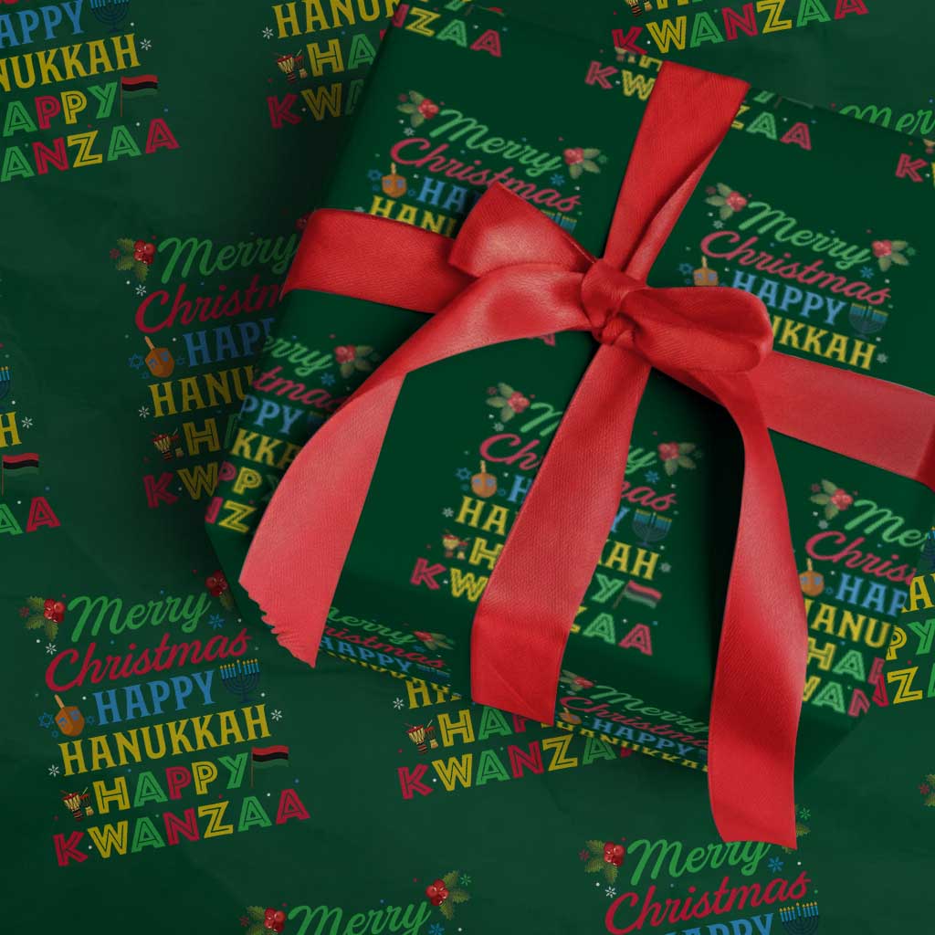 Merry Christmas Hanukkah Kwanzaa Wrapping Paper Roll Funny Holiday Gift TS12 Green Print Your Wear