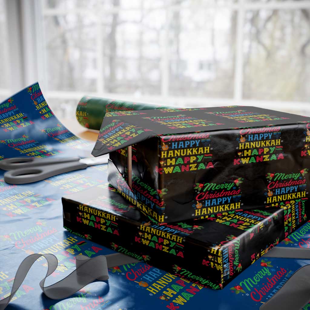 Merry Christmas Hanukkah Kwanzaa Wrapping Paper Roll Funny Holiday Gift TS12 Black Print Your Wear