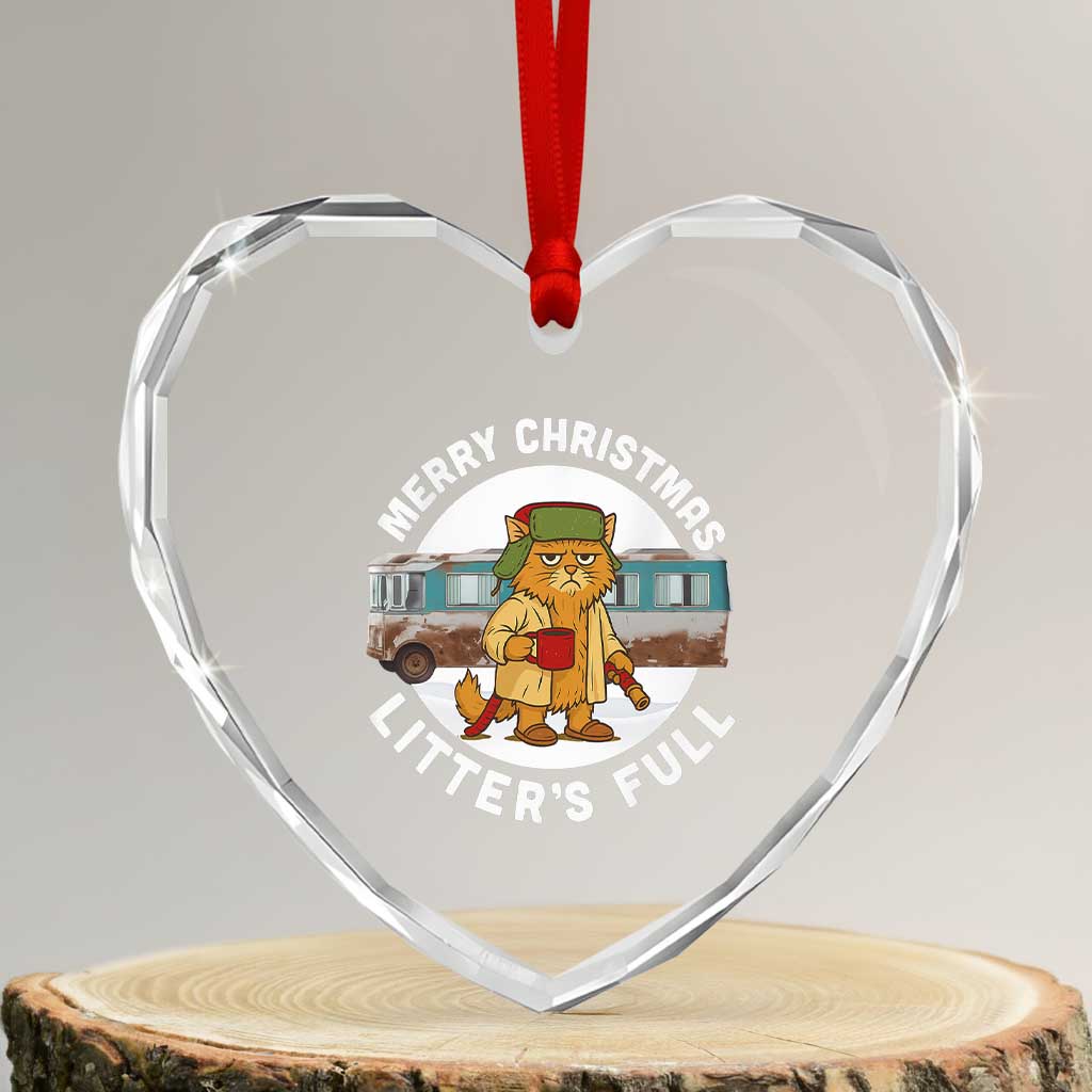 Merry Christmas Litters Full Heart Crystal Glass Ornament Funny Christmas Vacation Cat TS10 Transparent Glass 3'' Heart Print Your Wear