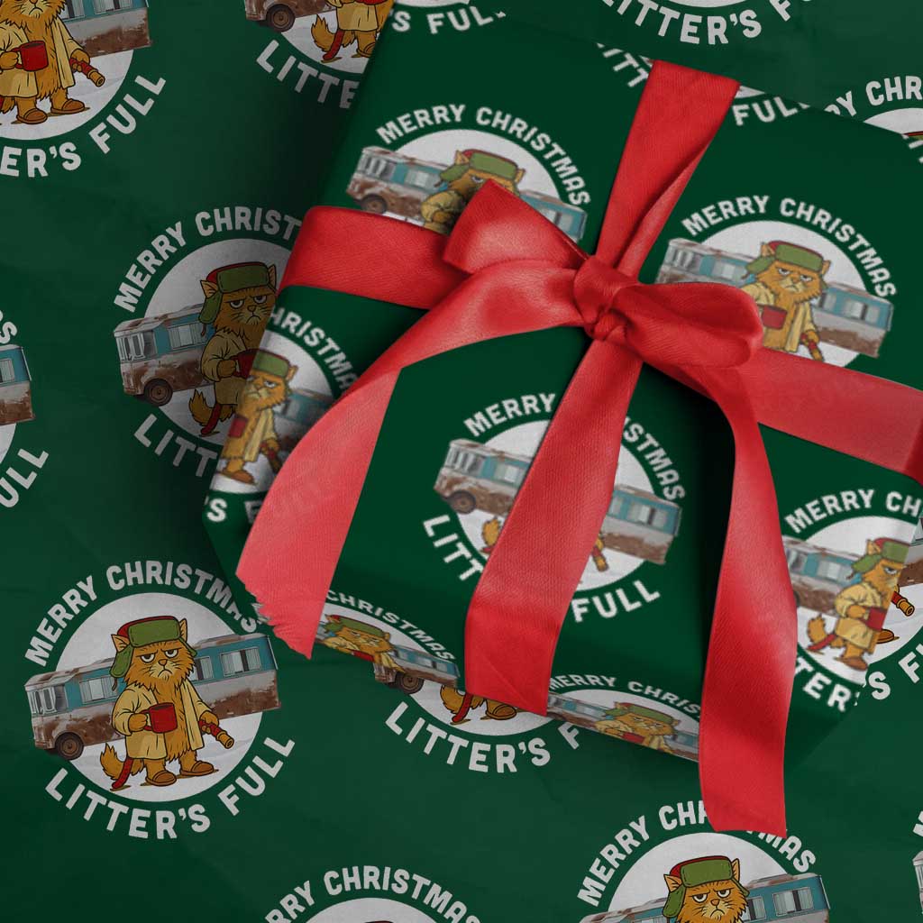 Merry Christmas Litters Full Wrapping Paper Roll Funny Christmas Vacation Cat TS10 Green Print Your Wear