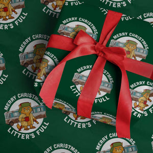 Merry Christmas Litters Full Wrapping Paper Roll Funny Christmas Vacation Cat TS10 Green Print Your Wear